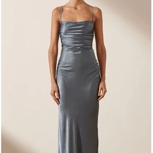 Shona Joy La Lune Lace Back Maxi Dress in Blue Smoke